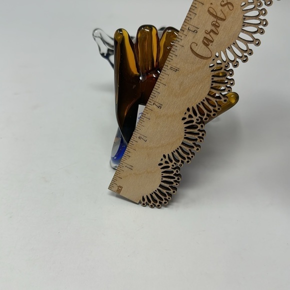 Vintage Art Glass Penguin, Cobalt Blue Gold Striped Handblown - Picture 10 of 12